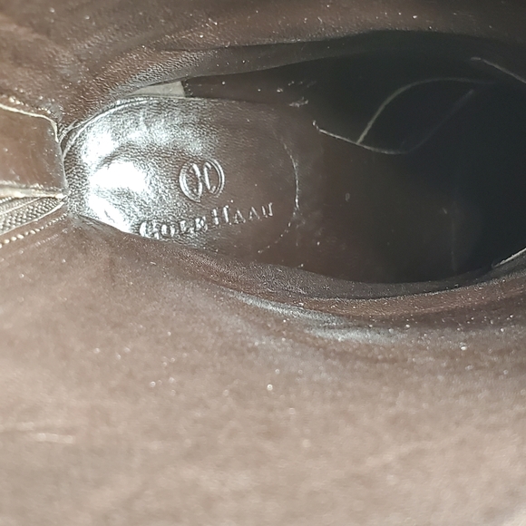 Cole Haan Nydia Cognac Crocodile Style Boots Heeled Zipper - Picture 8 of 11